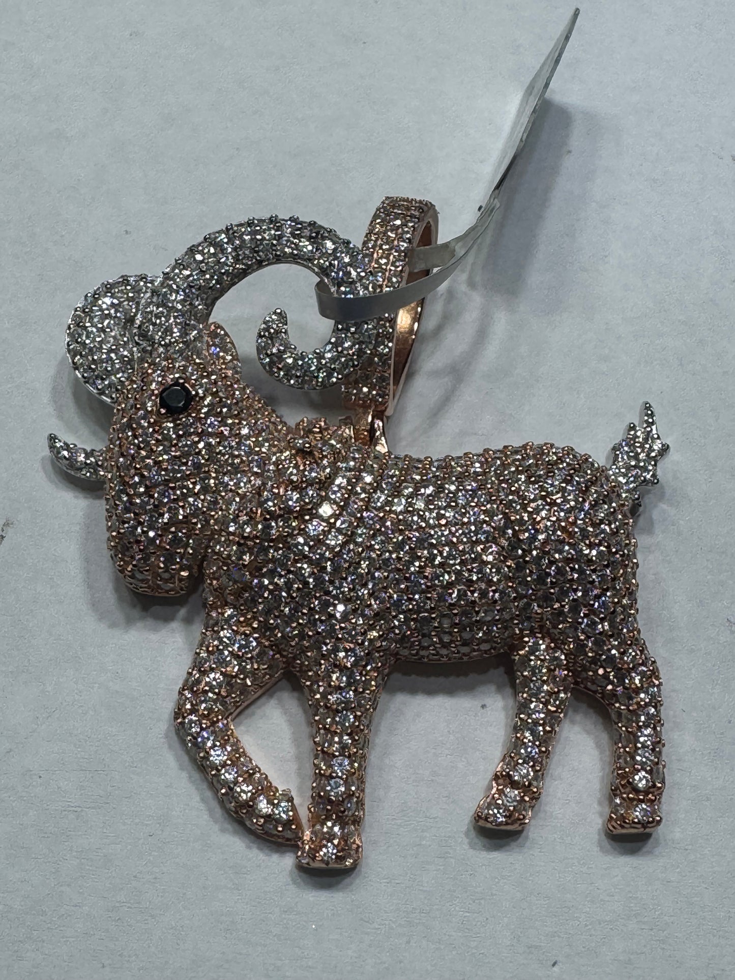 GOAT silver horns rose gold plated body VVS Moissanite