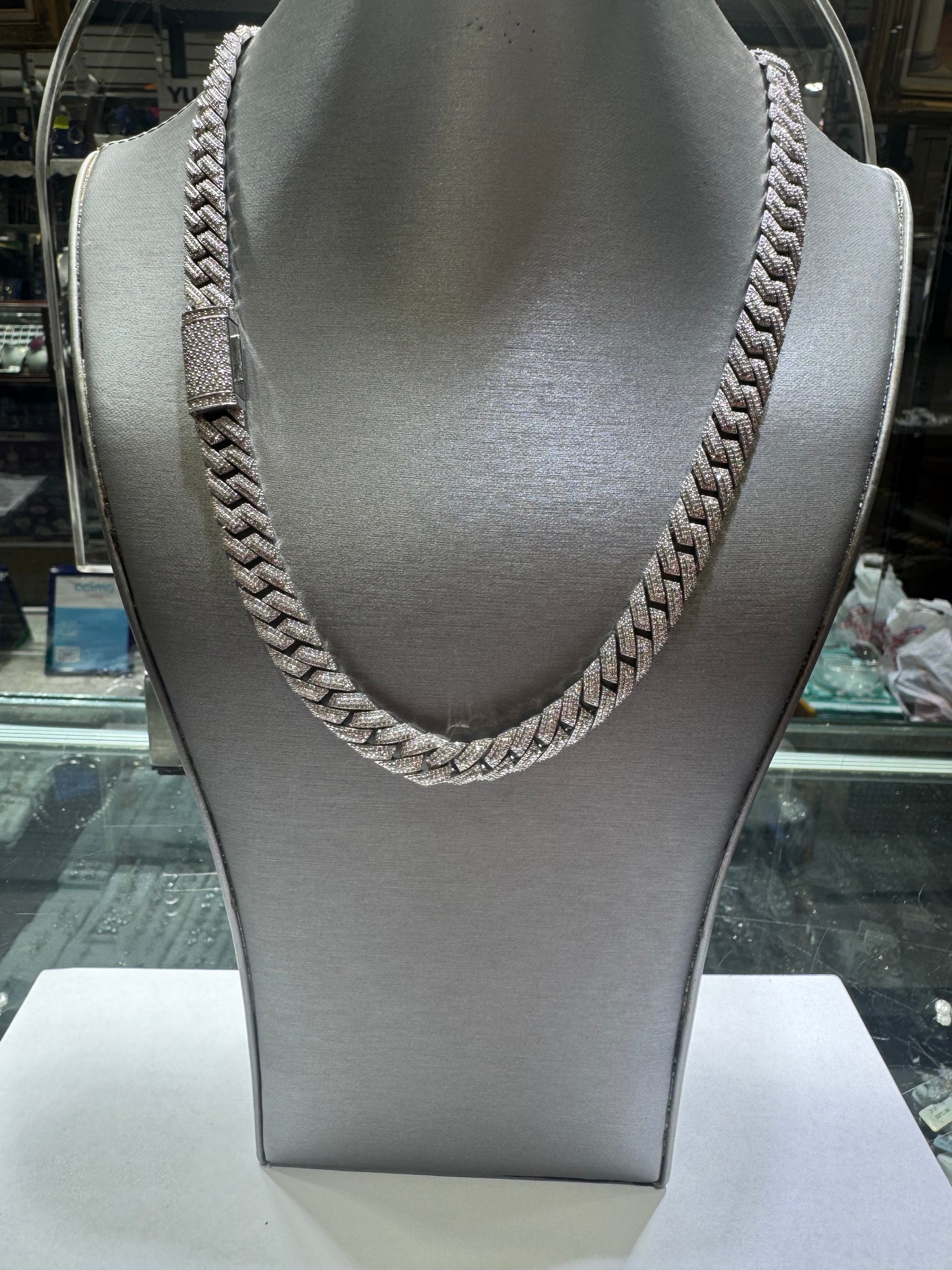 Silver VVS Moissanite 22 inches Cuban link chain
