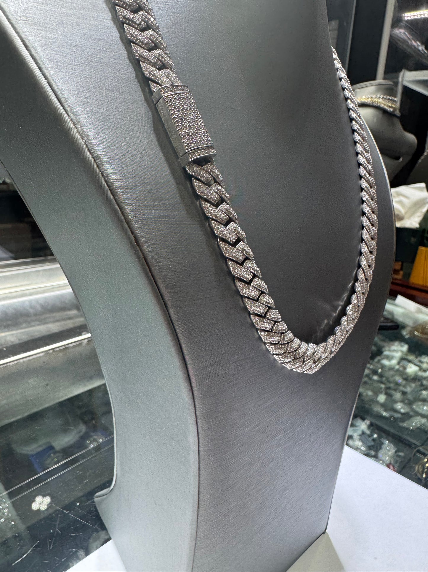 Silver VVS Moissanite 22 inches Cuban link chain