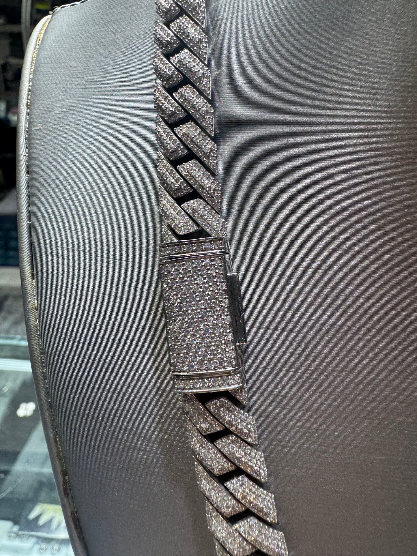 Silver VVS Moissanite 22 inches Cuban link chain