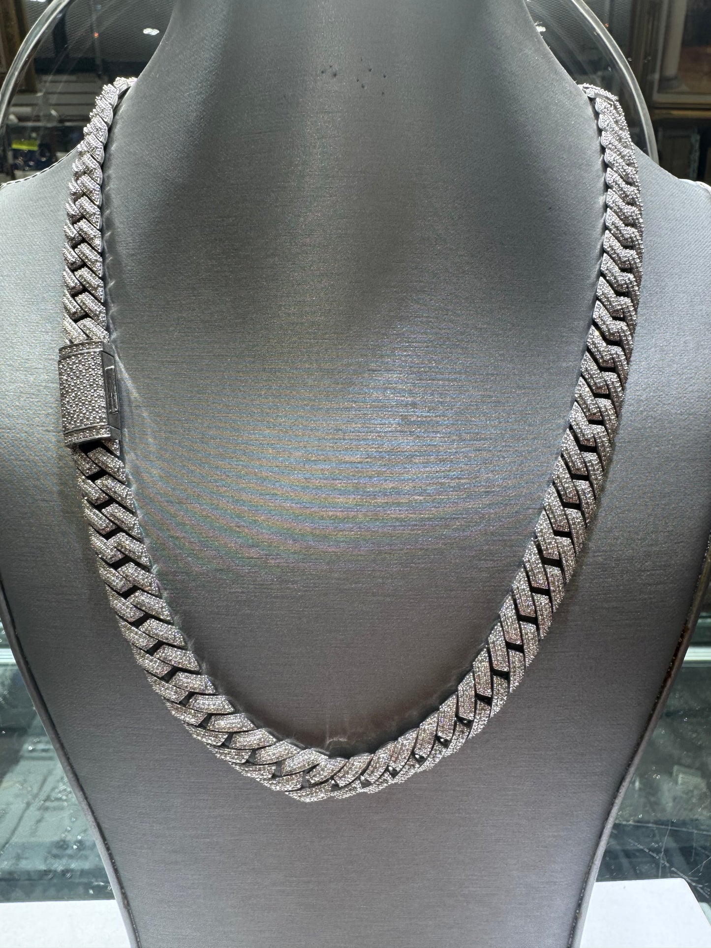 Silver VVS Moissanite 22 inches Cuban link chain