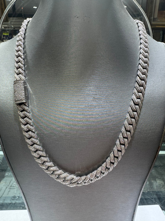 Silver VVS Moissanite 22 inches Cuban link chain