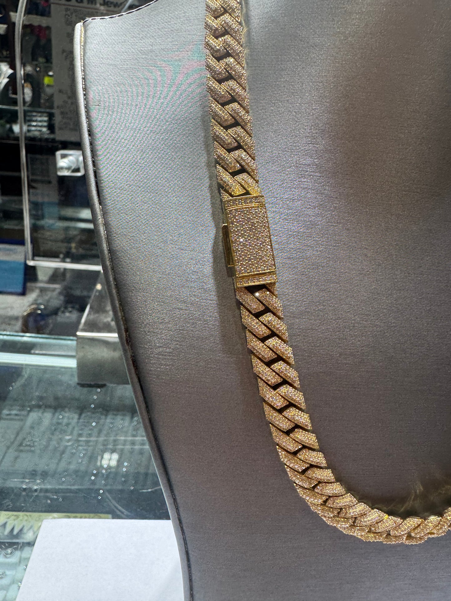 silver plated gold 22 inch VVS Moissanite Cuban Link chain