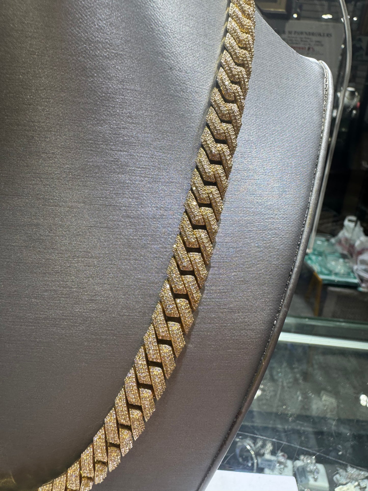 silver plated gold 22 inch VVS Moissanite Cuban Link chain