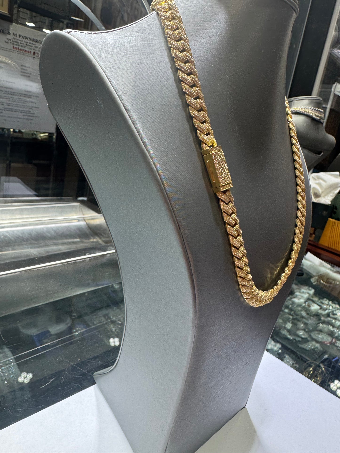 silver plated gold 22 inch VVS Moissanite Cuban Link chain