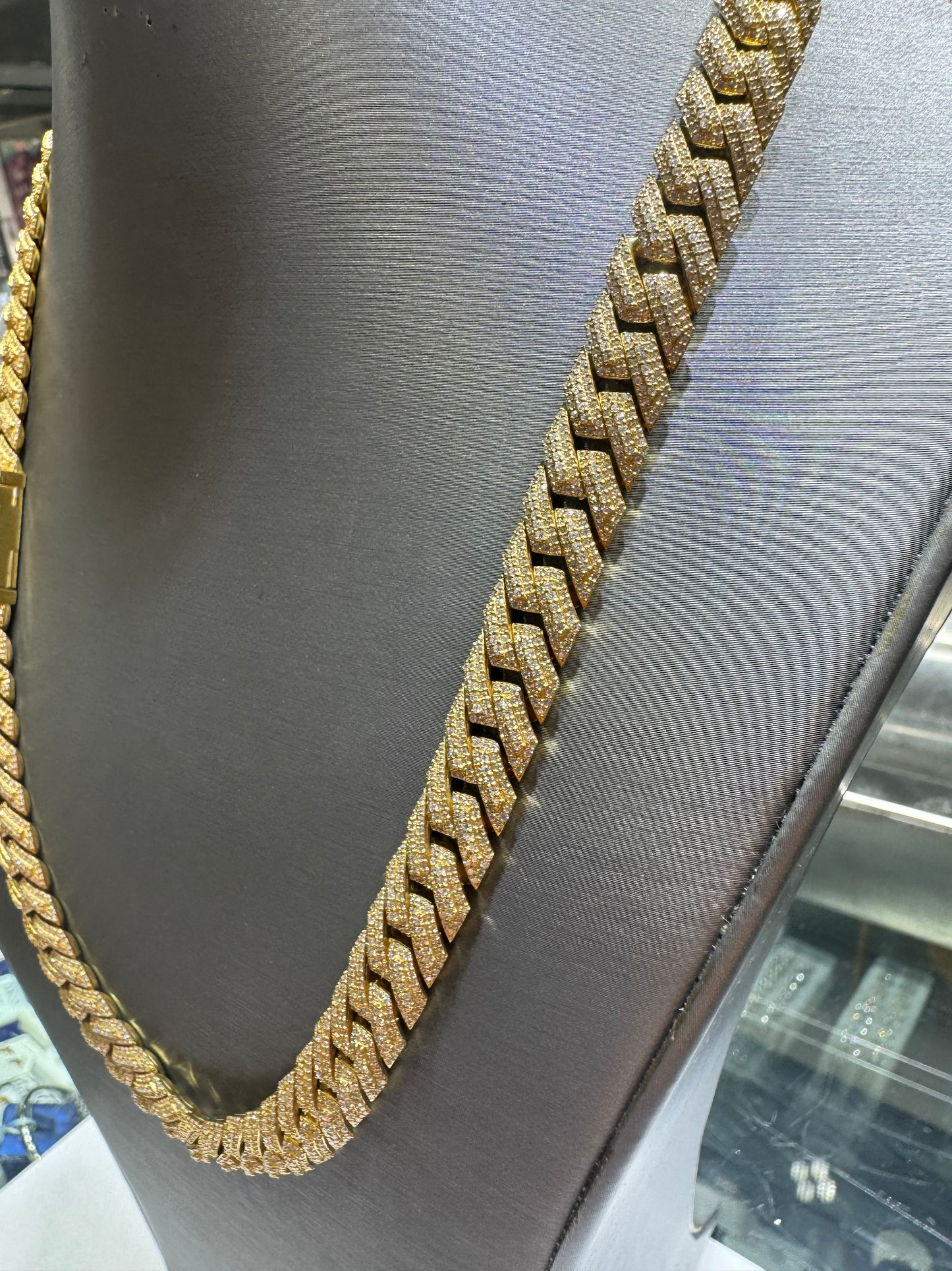 silver plated gold 22 inch VVS Moissanite Cuban Link chain