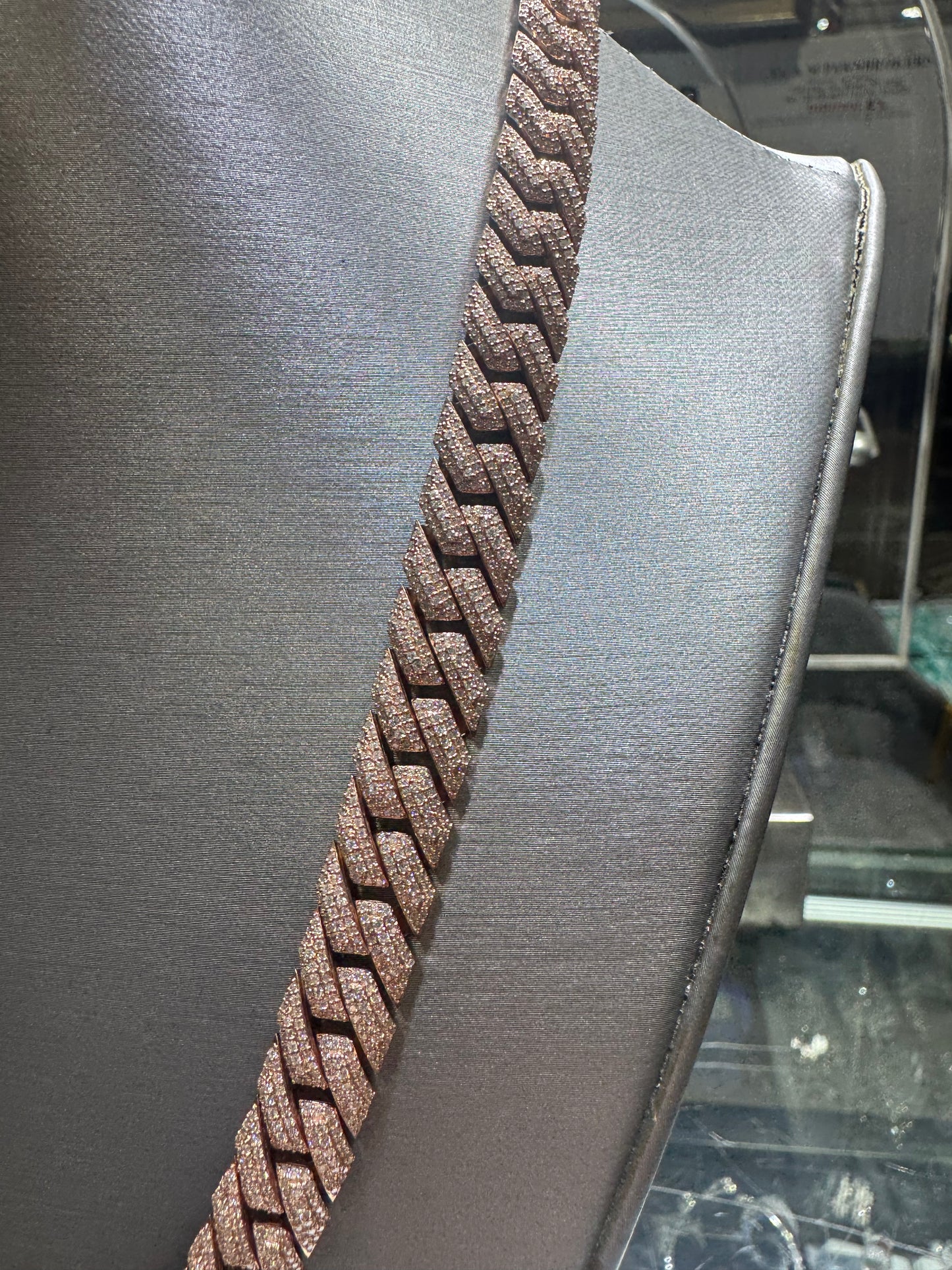 Silver Rose gold plated 22 inches VVS Moissanite Cuban Link chain