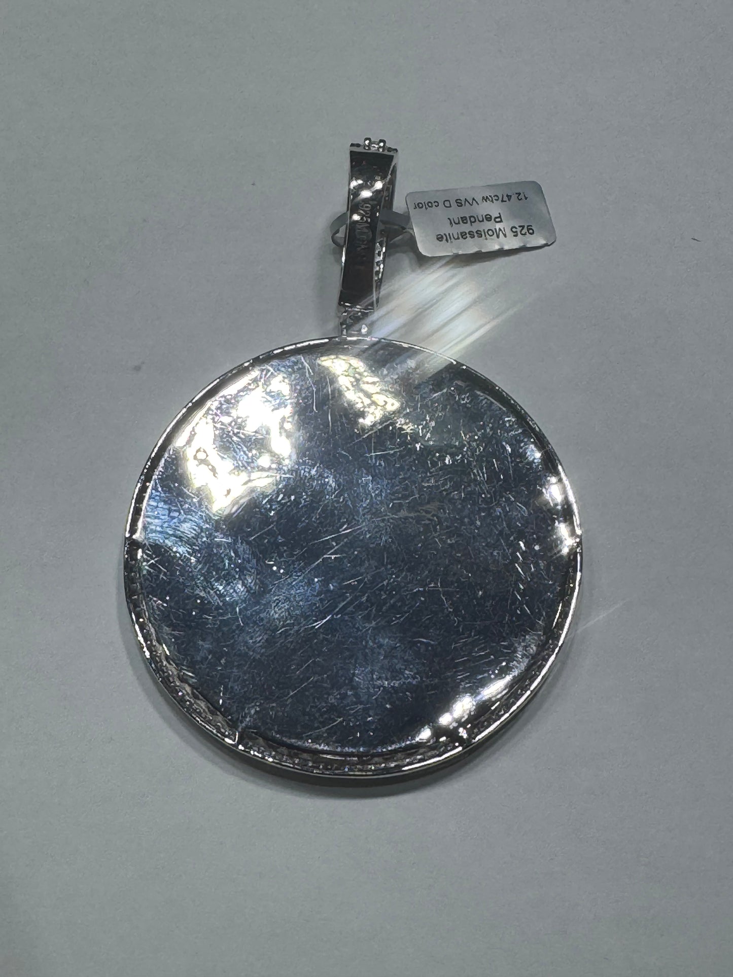 925 silver VVS Moissanite Face and memory pendant 12.47ctw 82.7 grams