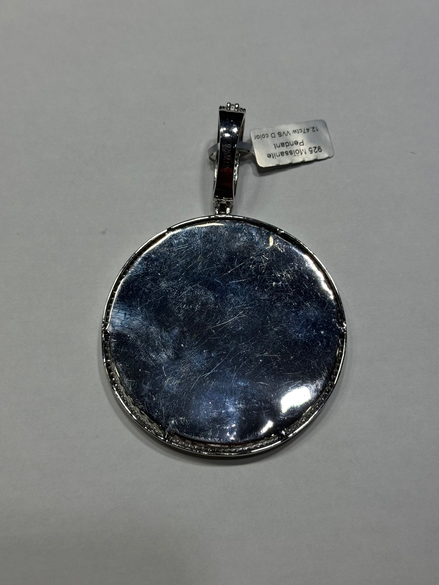 925 silver VVS Moissanite Face and memory pendant 12.47ctw 82.7 grams