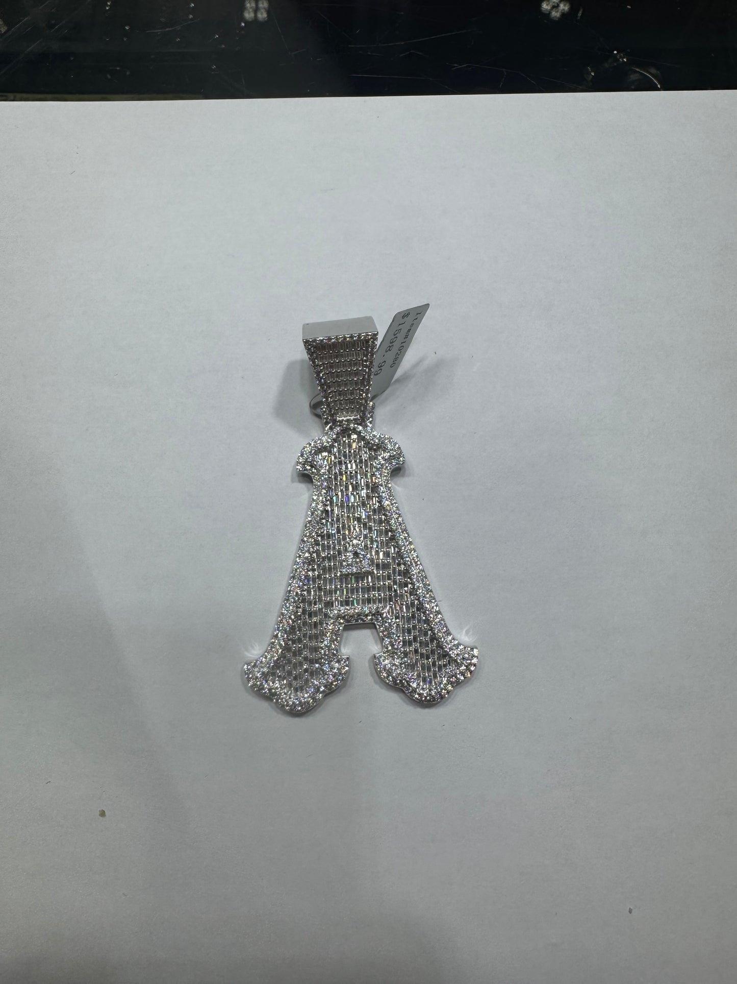 925 silver VVS Moissanite Letter "A" Pendant 48.6 Grams 10.33ctw