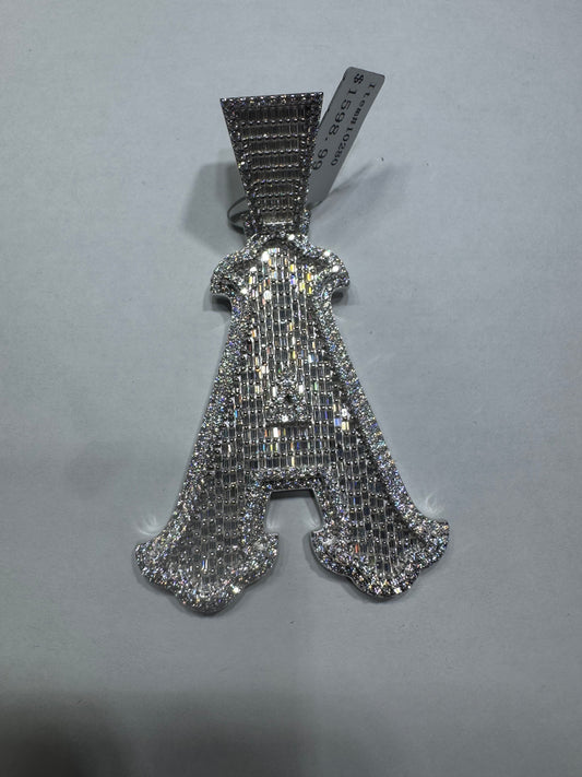 925 silver VVS Moissanite Letter "A" Pendant 48.6 Grams 10.33ctw