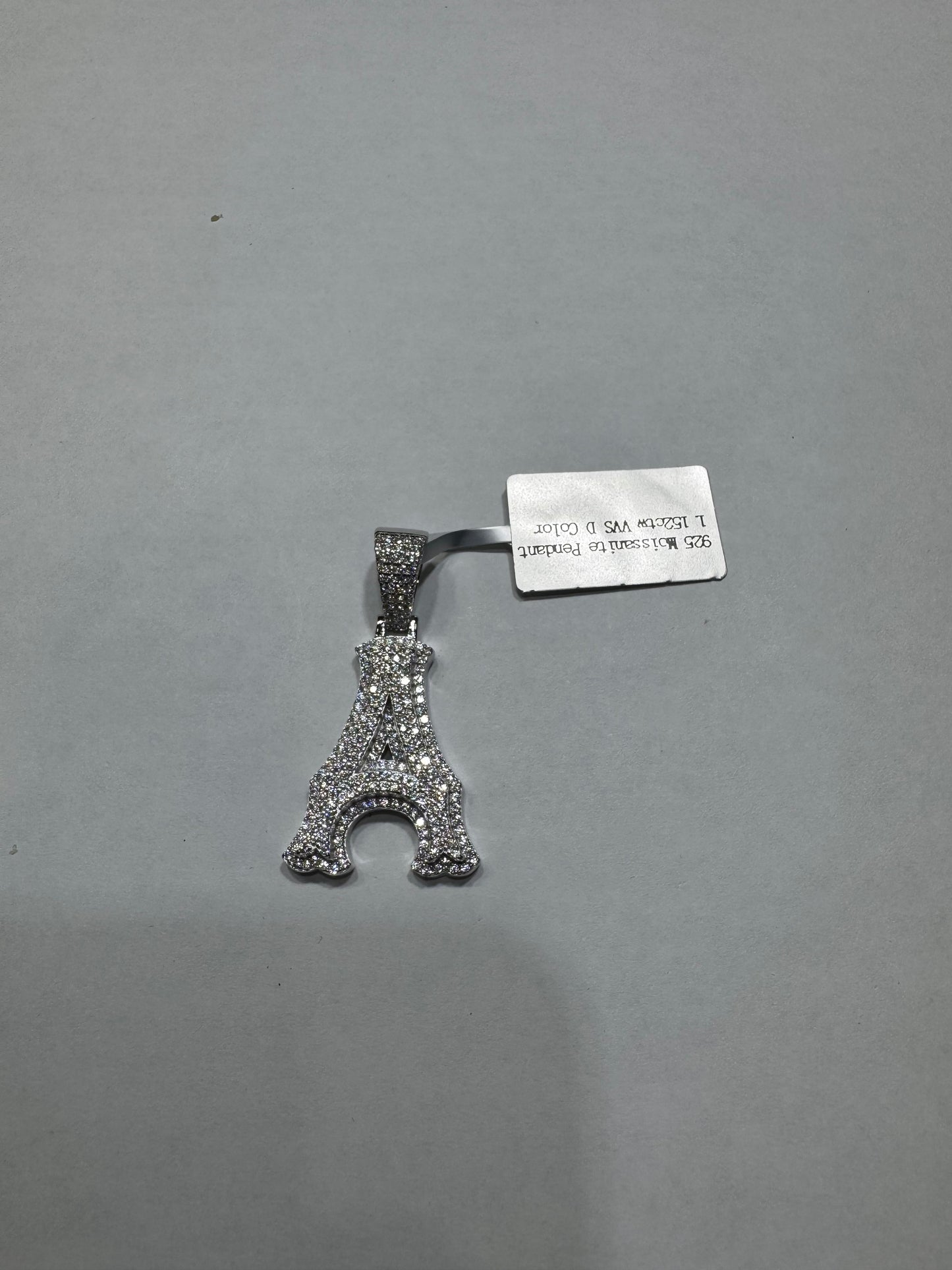 925 silver solid Tiny Letter "A" Pendant VVS Moissanite 1.15ctw 6.1 grams