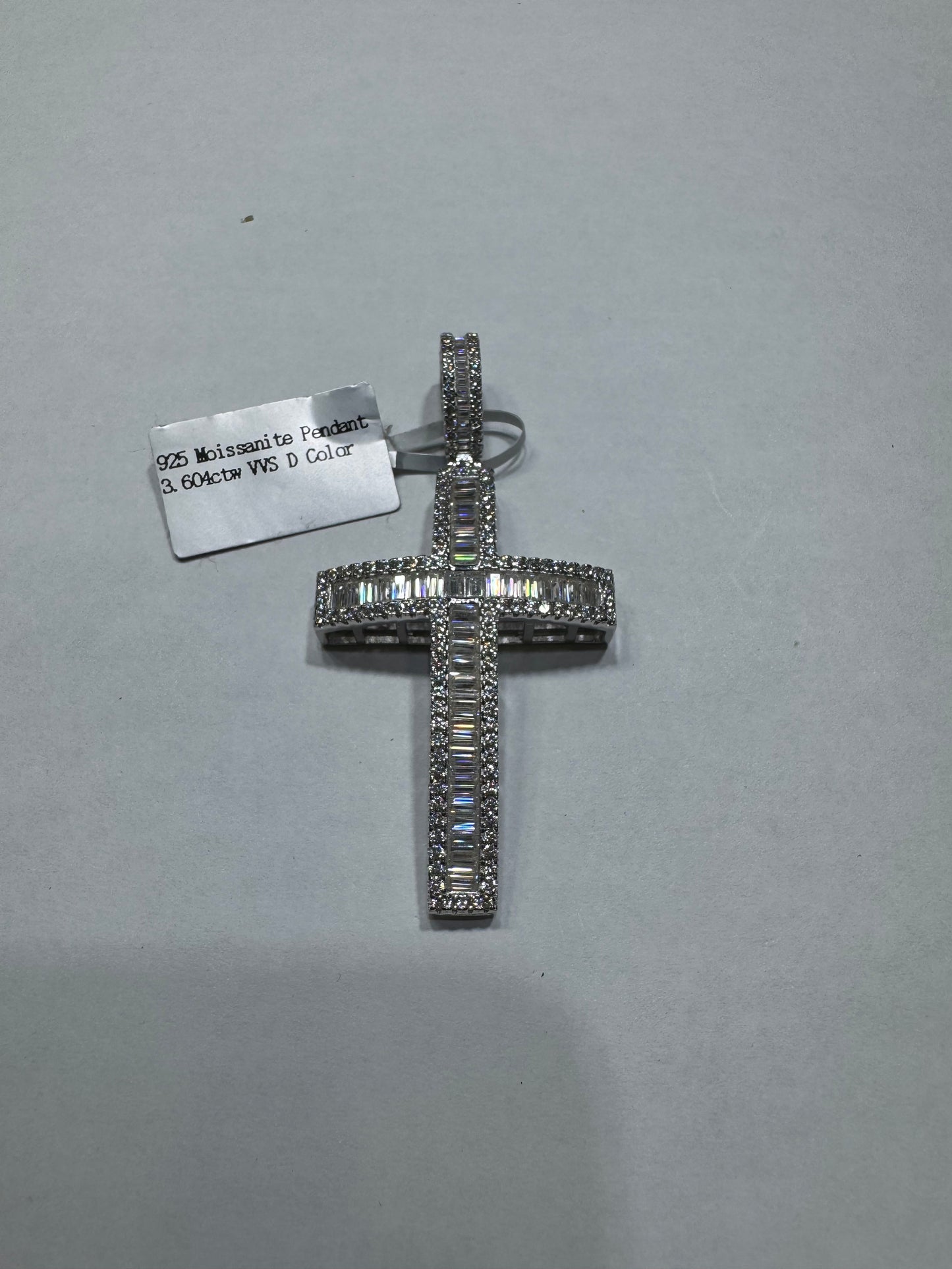 925 silver HolloCross Pendant VVS Moissanite 3.60ctw  11.3 grams
